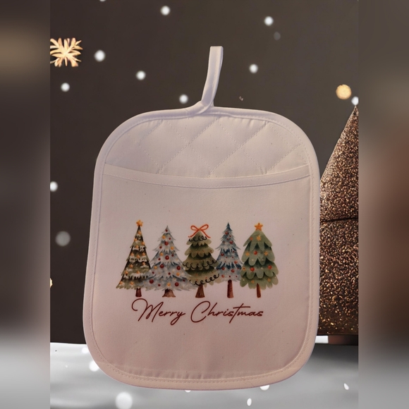MERRY CHRISTMAS KITCHEN TOWEL AND OVEN MIT. HANDMADE - Picture 2 of 4